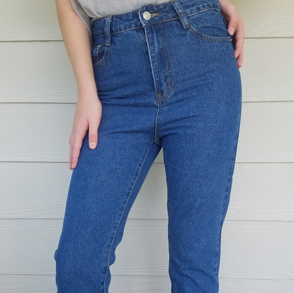 Prettylittlethings Denim Jeans, Raw Edge Ankle, Lace Up Calf, High Rise, Sz 4 - Picture 7 of 16